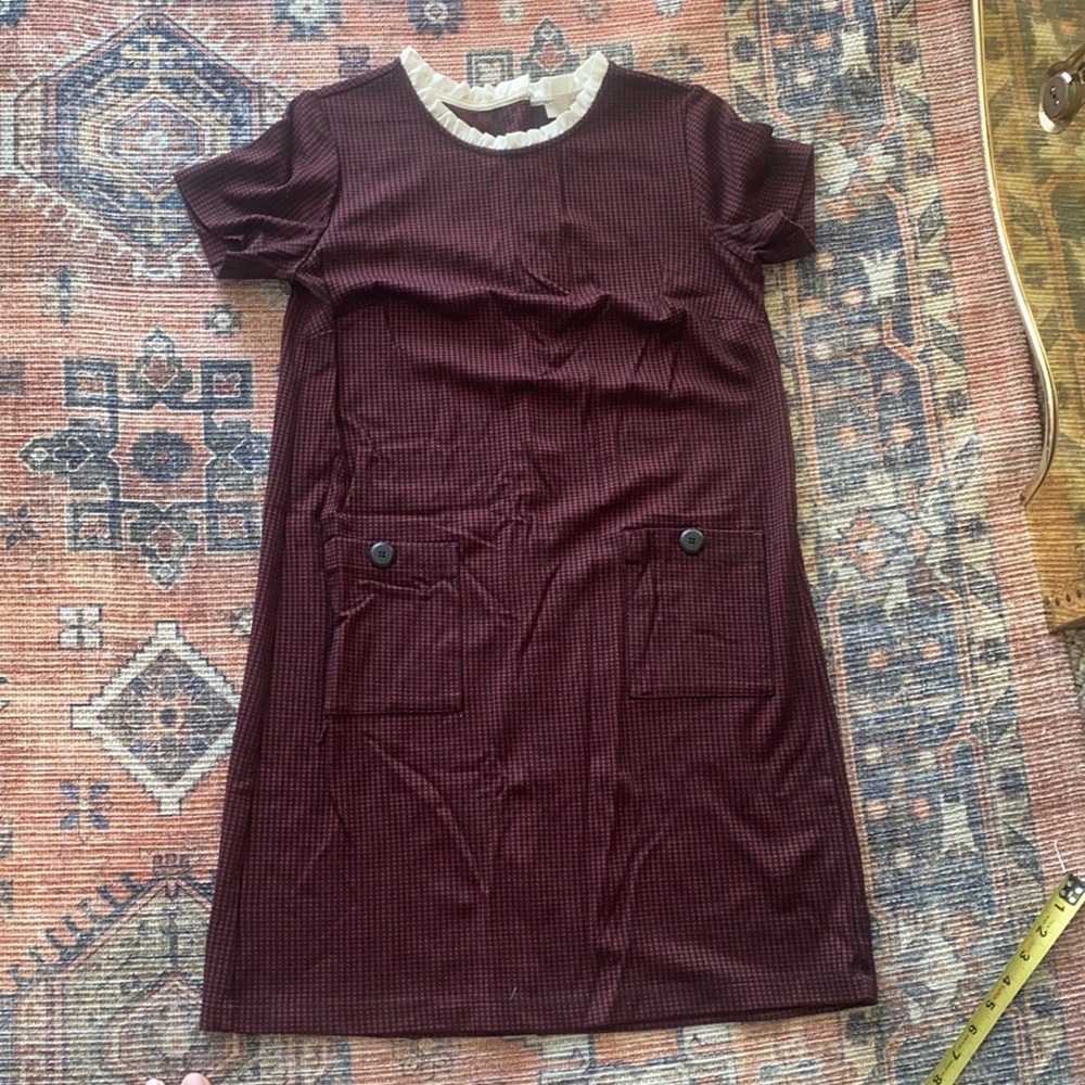 Red/black houndstooth shift dress